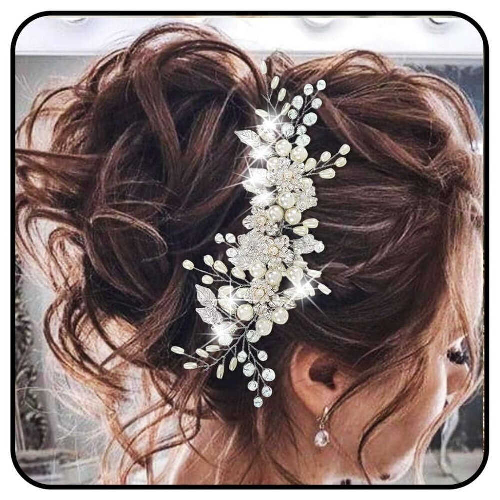 Pearl Hair Vine Bridal Hair Accessories Silver Flower Girl Headpiece for Women